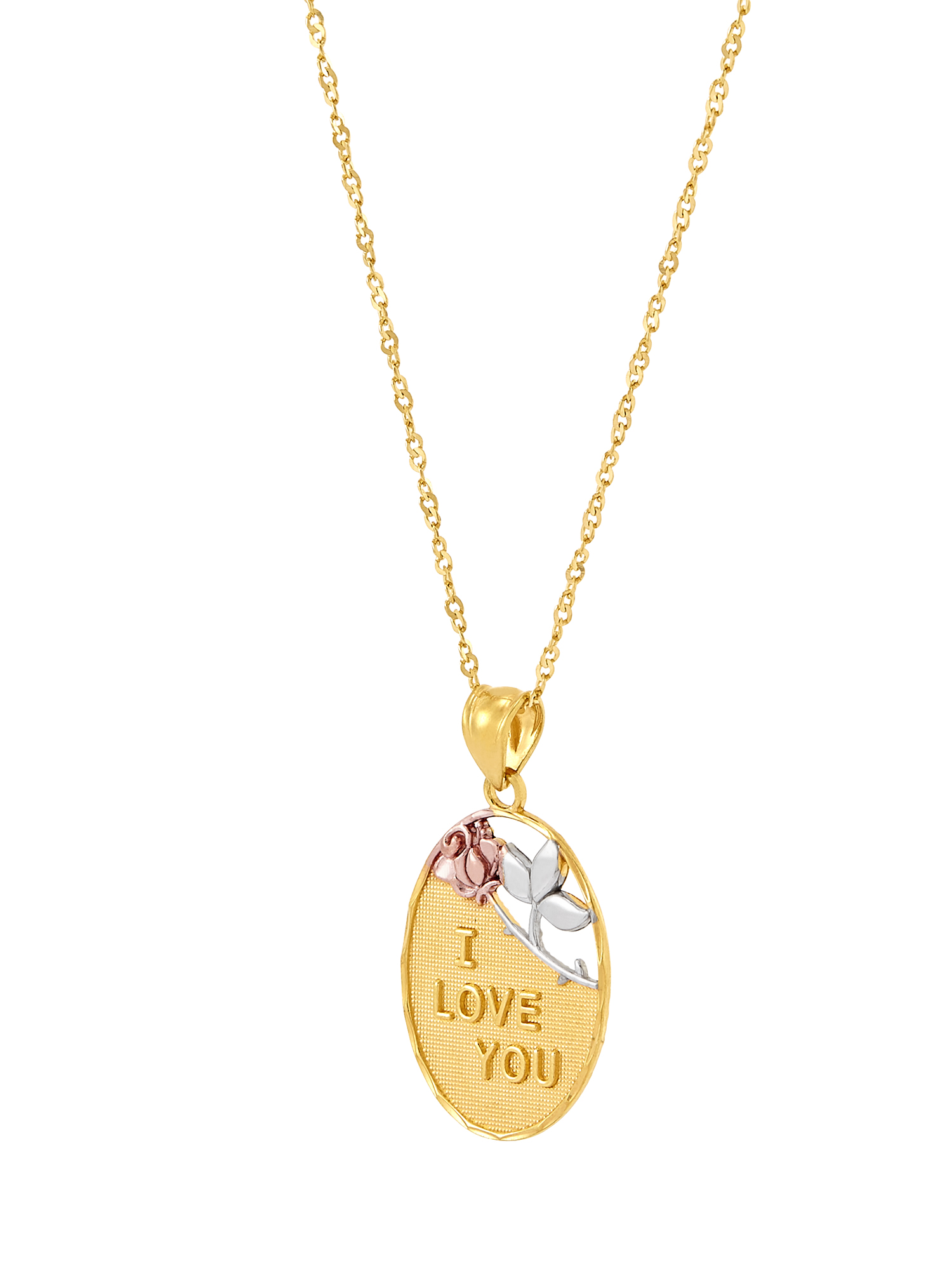 Brilliance Fine Jewelry Sterling Silver and 18K Gold-Plated "I Love You" Oval Pendant, 18" Necklace - image 3 of 4