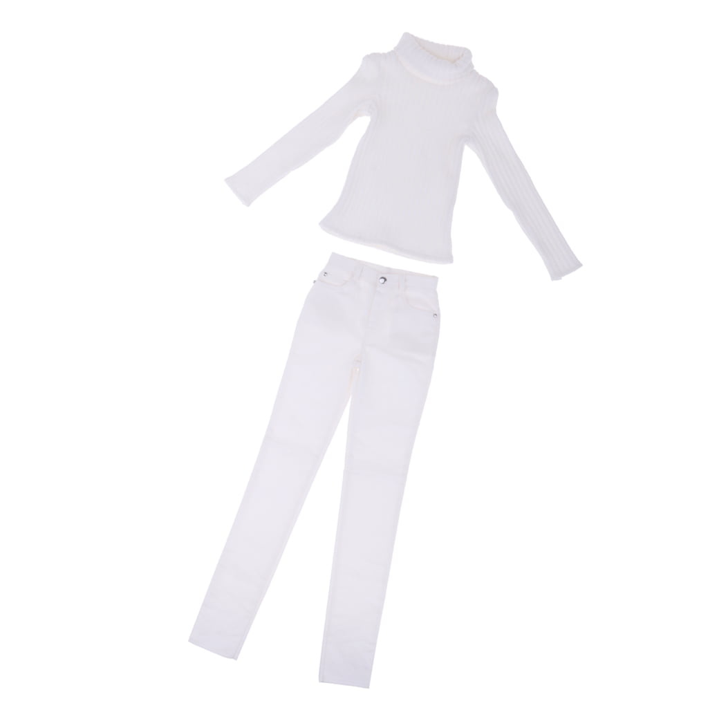 1/3 Weißer High Neck Pullover und Jeans Set für 70cm BJD Hound DZ70 DOI 