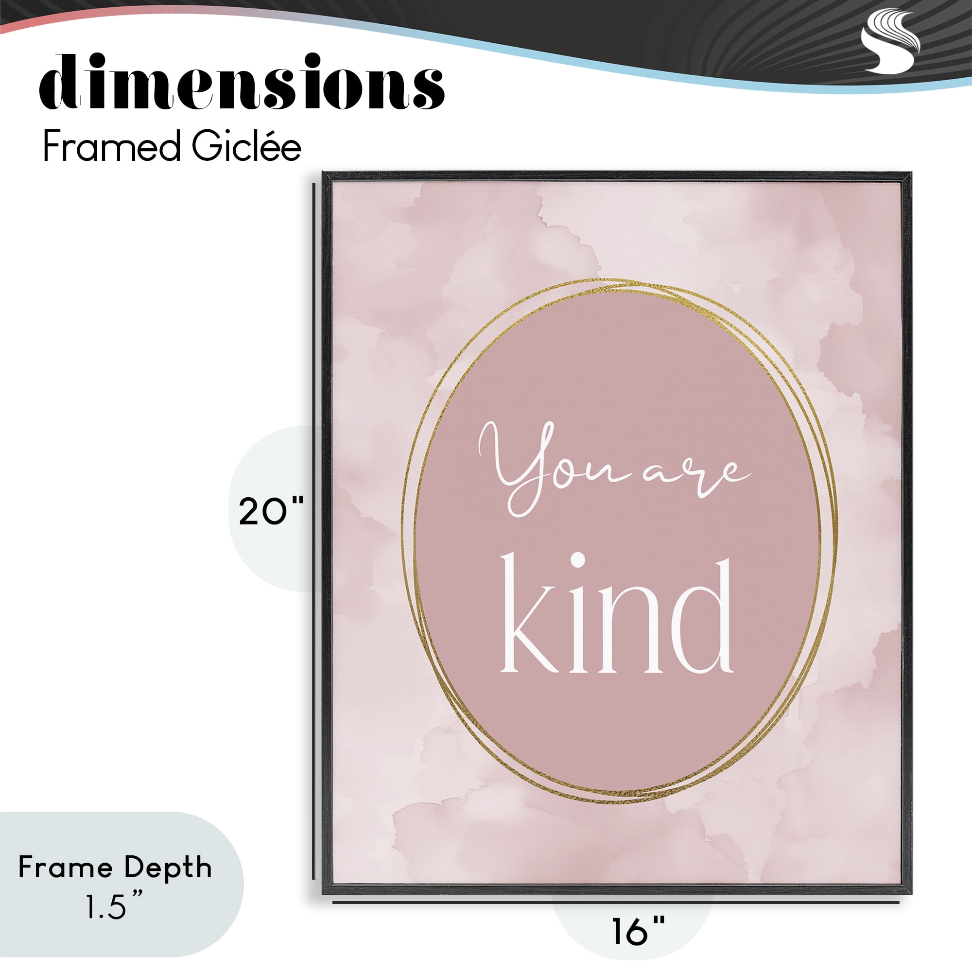 Stupell Industries Pink Golden Affirmation Black Framed Giclee Art, design by Christine Simpson Art