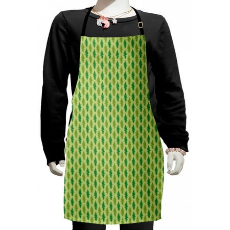 

Forest Kids Apron Repetitive Print of Fern Trees Botany Elements Boys Girls Apron Bib with Adjustable Ties for Cooking Baking Painting Green Apple Green by Ambesonne