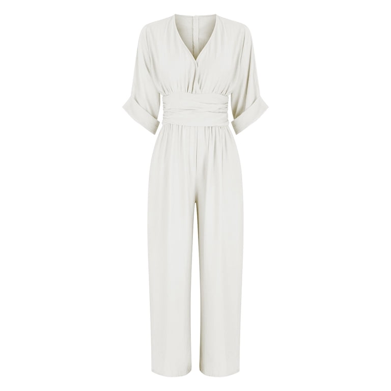 white flowy romper dress Maddox Fit & Flare Long Sleeve Romper White
