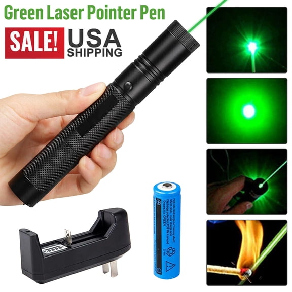 Rechargeable Green Laser Pointer Pen 532nm Visible Beam Includes Battery & Charger