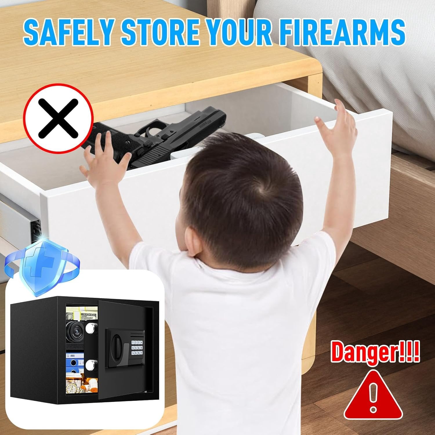 1.6 Cuft Fire proof Safes for  USE, Anti- Digital  Safety Box with Programmable Keypad and Spare ,  Safes Fireproof  for   Document Valuables