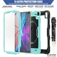 thumbnail image 4 of Dteck Screen Protector Case for iPad Pro 5th Generation 12.9-inch 2021,Shockproof Rubber Armor 3-Layer Protection Case Hybrid Stand Cover with Adjustable Shoulder/Hand Strap,Mint+Black, 4 of 7