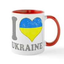 CafePress - I Love Ukraine Native Ukrainian Flag Mugs - 11 oz Ceramic Mug - Novelty Coffee Tea Cup