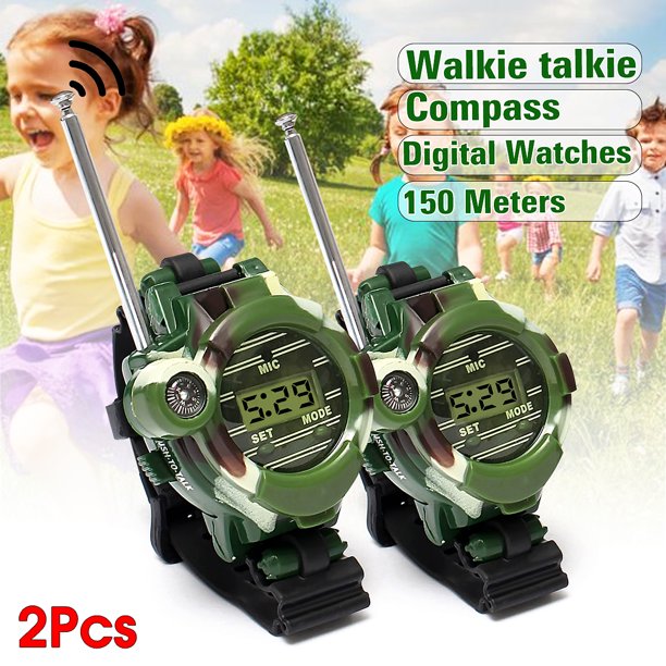 2pcs 7 In 1 Multi Function Toy Walkie Talkies 150 Metres Digital Wrist Watch Girl Boy Kids Children Toys Christmas Gift W Magnifying Lens Compass Focused Night Vision Beam Walmart Com Walmart Com