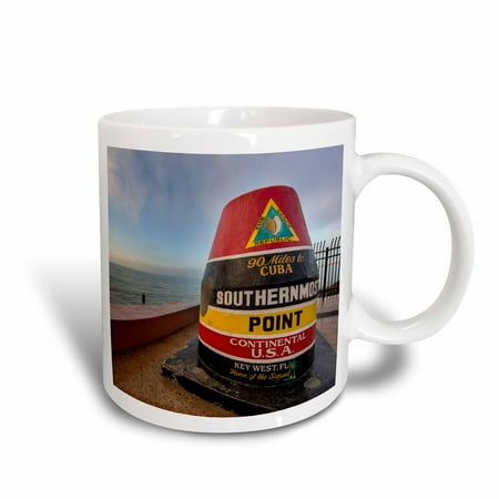 3dRose Buoy marks the southern most point in the US at Key West, Florida, USA, Ceramic Mug, 15-ounce