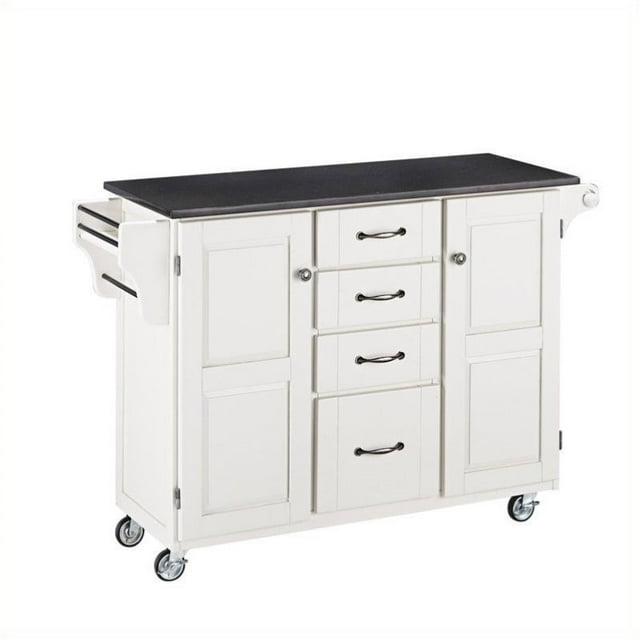 Bowery Hill Kitchen Cart with Granite Top in White