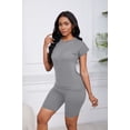 thumbnail image 4 of Women 2 Piece Outfits Summer Sweatsuits Biker Short Workout Jogger Sets Gray 2XL, 4 of 5