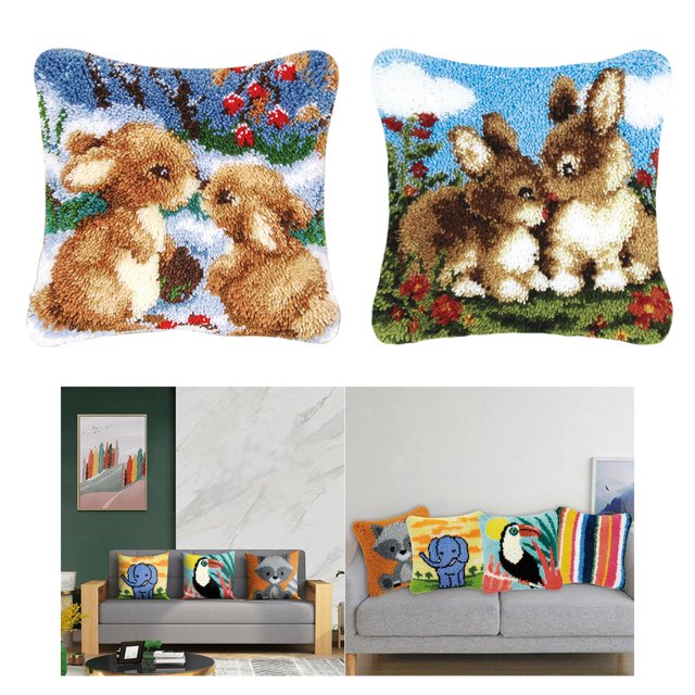 2 juegos de hermosos kits de gancho de pestillo para bricolaje funda de almohada para sofá cama de 17 *17 " Macarena Funda de cojín con gancho de pestillo