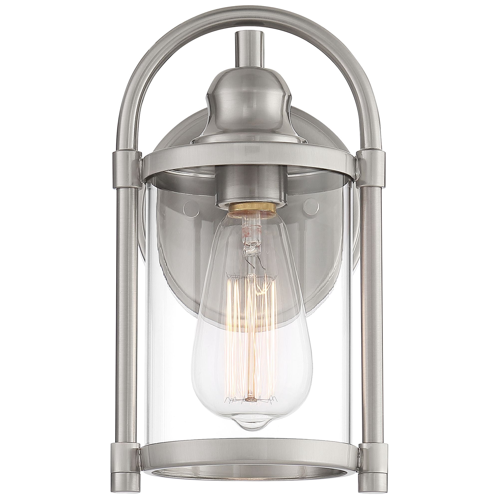 John Timberland Avani Rustic Farmhouse Outdoor Wall Light Fixture Brushed Nickel 10 1/4" Clear Glass for Exterior Barn Deck House Porch Yard Patio