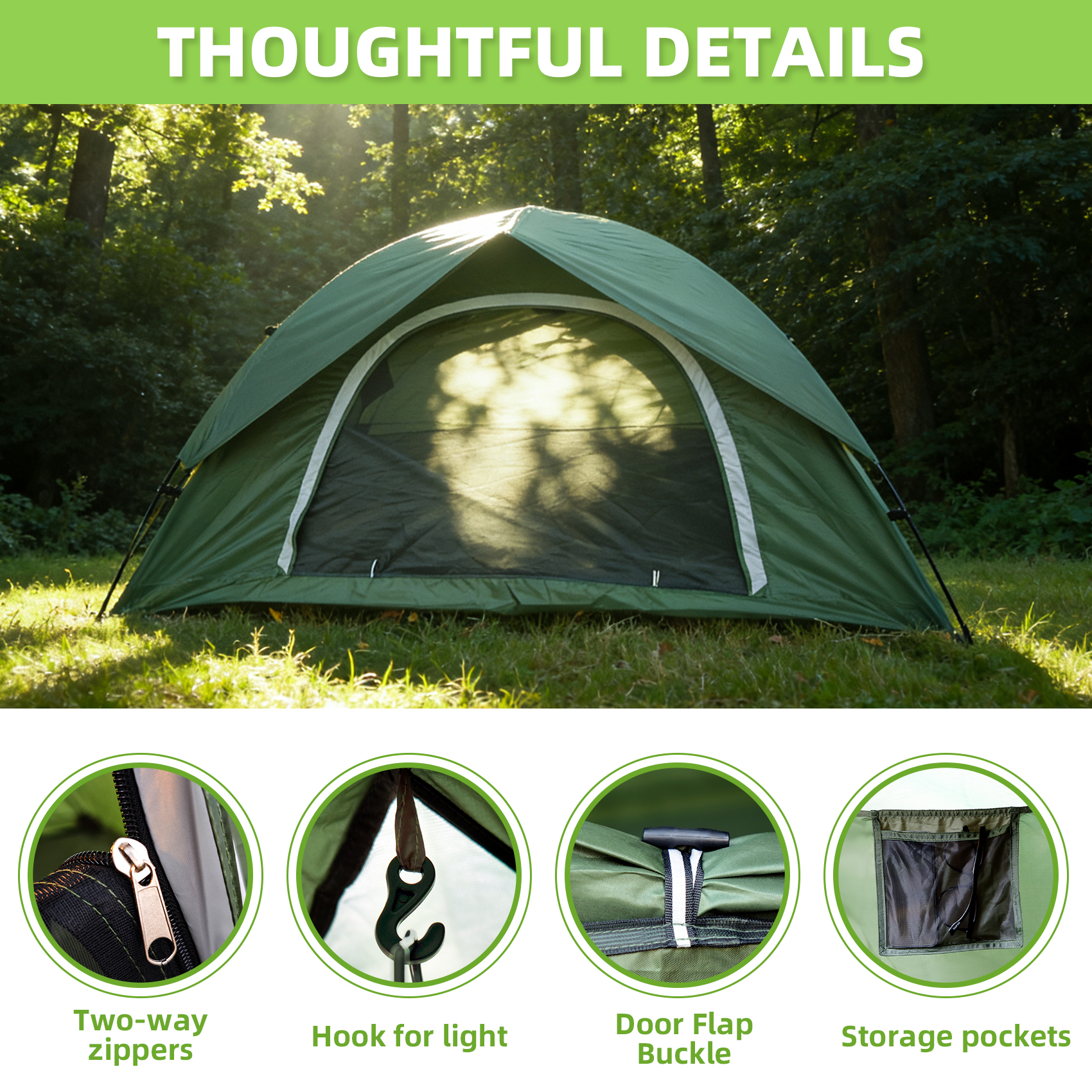 Carpa para acampar Kroyicegears para 2 personas, fácil instalación, domo ligero para mochilero, 4.99 lbs 4