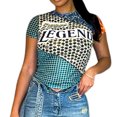 thumbnail image 1 of Chaqueta Camiseta estampada cuello redondo manga corta top ajustado mujer todo-fósforo Cgtredaw Para estrenar, 1 of 1