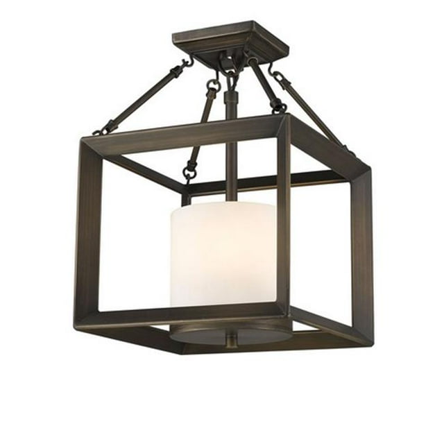 Golden Lighting 2073-SF GMT-OP Semi-Conversible en Bronze Canon avec Verre Opale