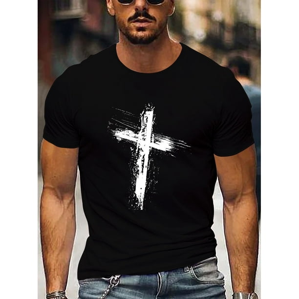Camiseta deportiva informal para hombre: mezcla de poliéster transpirable, manga corta y cuello redondo. Perfecta para entrenamientos y ropa informal.