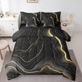 thumbnail image 1 of YST Black and Gold Marble Bedding Comforter Set, Abstract Marbling, Full, 7 Count, 1 of 4