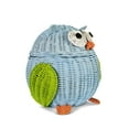 thumbnail image 4 of Blue Owl Rattan Storage Basket with Lid Decorative Home Decor Hand Woven Shelf Organizer Cute Handmade Handcrafted Gift Art Decoration Artwork Wicker Size: Small, 7" tall x 6.5" wide x 5.5" deep, 4 of 6