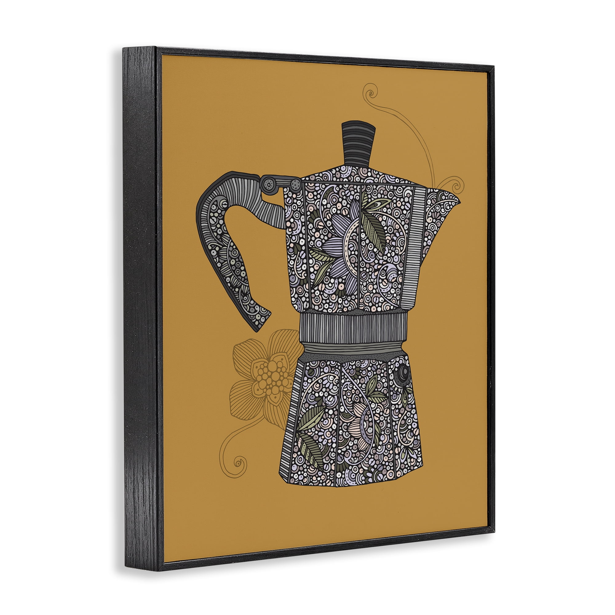 Stupell Industries Moka Pot Coffee Maker Food & Beverage Painting Black Framed Art Print Wall Art, 11 x 14