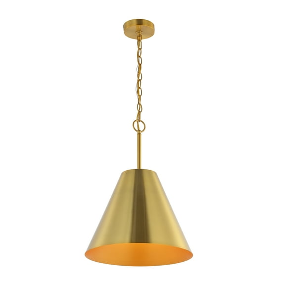 SAFAVIEH Jenner LED Brass Gold Metal Pendant Light with Shade