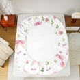 thumbnail image 5 of Homewish Ribbon Bowtie Bowknot Twin Sheet Sets,Cute Flower Floral Twin Fitted Sheet,Pink White Green Flat Sheet For Girls,Ultra Soft Home Decor,3 Pieces, 5 of 7