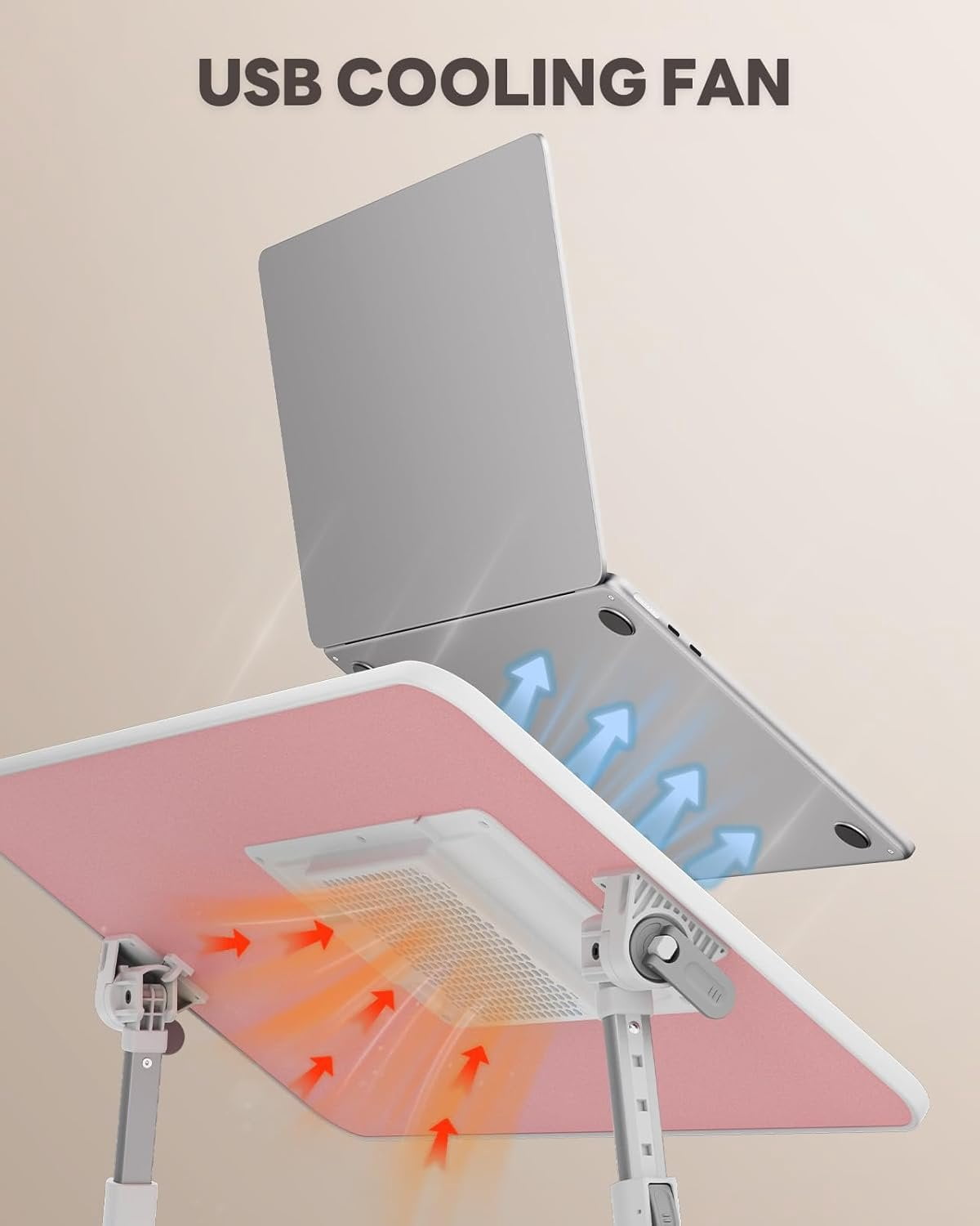 Laptop Desk for Bed with Cooling Fan,  Height & Angle Adjustable Laptop Stand for Bed, Lap Desk Tray Table, Lightweight Foldable Portable  Table