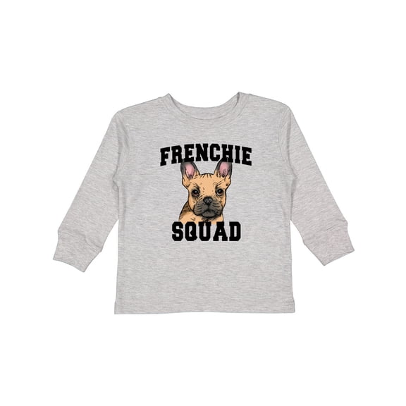 Inktastic Cute French Bulldog Frenchie Squad Boys or Girls Long Sleeve Toddler T-Shirt