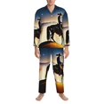 thumbnail image 3 of Fotbe Azure Sky Western Desert Cowboy Pijama de Hombre con Estampado de Manga Larga, Conjunto de 2 Piezas, Ropa de Dormir Suave y Cómoda con Bolsillos-Large, 3 of 7