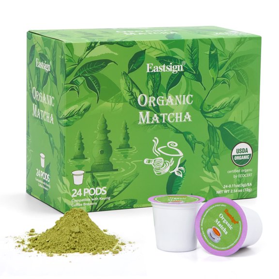Eastsign Matcha Green Tea K-Cups for Keurig, 24-Count, Matcha Latte Pods, Gift for Festival