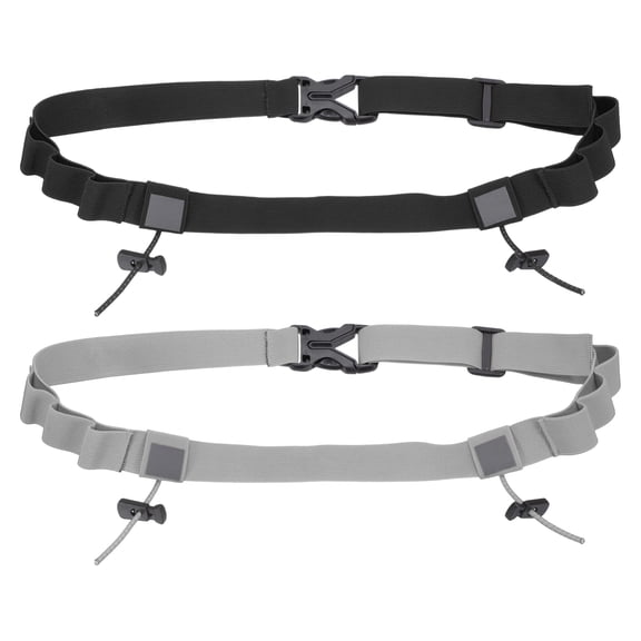 Uxcell Race Number Belt, Elastic Comfortable Running Belts with 6 Energy Gel Loops for Triathlon 2 Pcs & Black/Light Gray