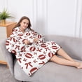 thumbnail image 5 of Oversized Wearable Blanket Hoodie,Football and Ribbon Shapes Pattern Sherpa Blanket Hoodie with Super Pockets,Super Warm Fuzzy Pullover for Women & Men, 5 of 6