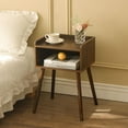 thumbnail image 2 of Mid Century Modern Side Table Bedroom with Storage, Small End Bedside Table with Solid Wood Legs for Living Room, Office Small Spaces (Rustic Brown), 2 of 8