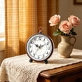 thumbnail image 5 of Silent Non-Ticking Vintage Floral Alarm Clock, Small Desk Clock with Handle, Fuss-Free Easy Read for Bedroom Office Home Decor, 5 of 6