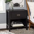 thumbnail image 1 of Walker Edison Chelsea Classic 2-Piece Solid Wood Open Cubby 1-Drawer Nightstand Set, 2 Pack, Black, 1 of 2