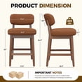 thumbnail image 2 of Daluvenix Counter Height Bar Stools Set of 4, Mid-Century Bar Chairs with Solid Wood Frame and Backrest, Modern Boucle Fabric BarStool for Kitchen Island, Wooden Dining Room Chair, 2 of 8
