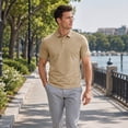thumbnail image 2 of AZoiNM Men's Relaxed Fit Short Sleeve Polo Shirt, Casual Solid Performance Golf Polo with Seam Details, 2 of 11
