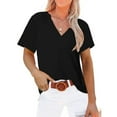 thumbnail image 2 of Giftesty Women Casual Solid Pullover V-Neck Short Sleeve T-Shirt Tops Blouse, 2 of 5