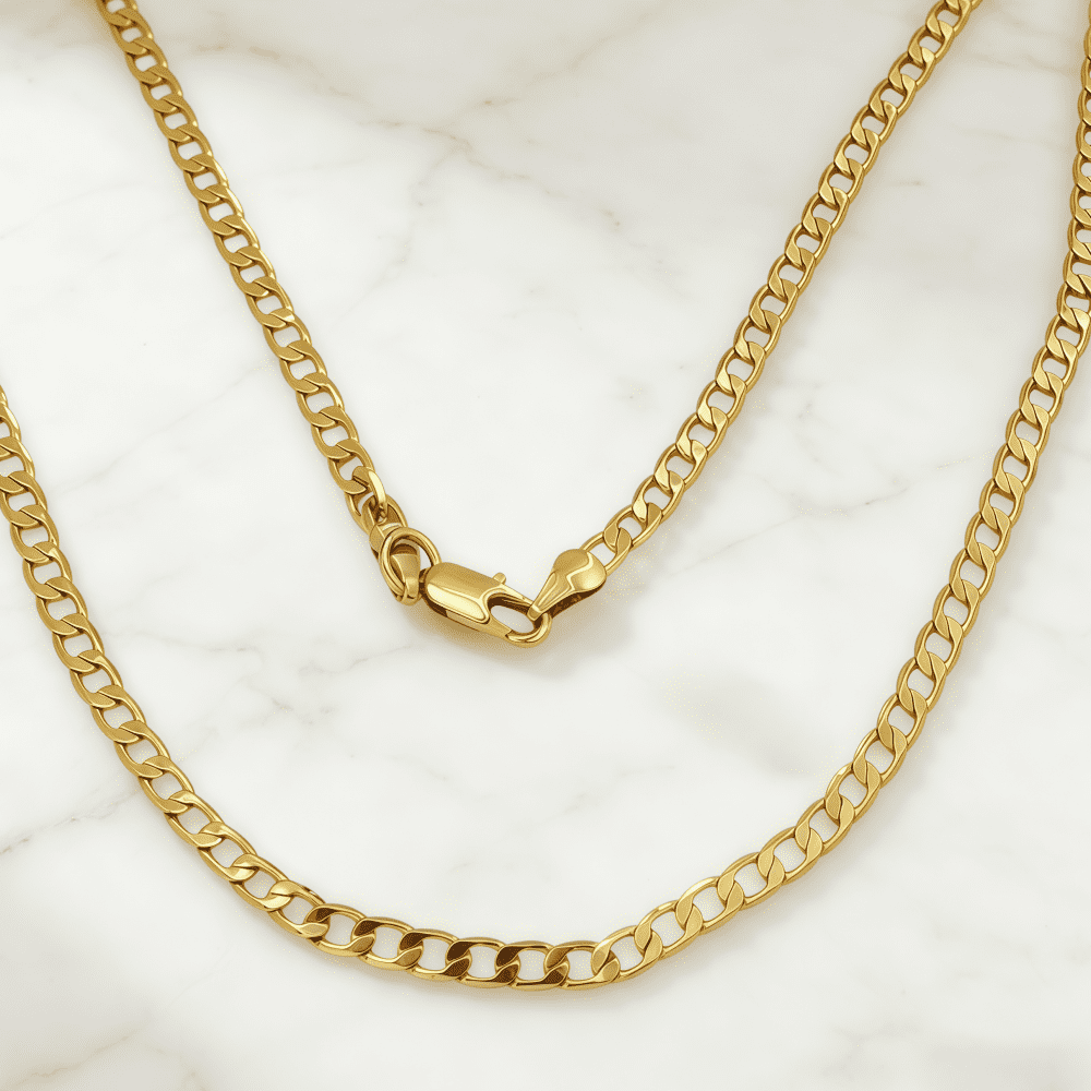 10k Real Gold Solid Necklace for Men, Real Solid  Yellow Gold Chain, 4mm and 20 Inches
