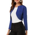 thumbnail image 4 of MODA NOVA Junior's Solid Curved Hem Long Sleeves Crop Shrug Cardigan, 4 of 7