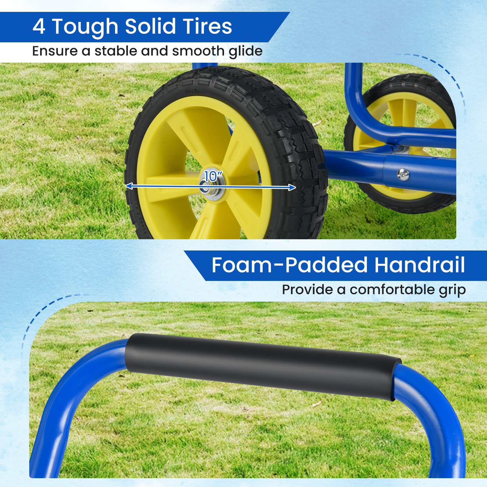 Gymax Garden Hose Reel Cart 300 FT of 5/8'' Large Capacity Heavy-Duty Metal Hose Cart Blue