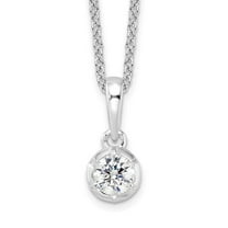 Auriga Fine Jewelry 14K White Gold 4.1 mm Lab Grown Diamond Solitaire Necklace for Women 18"