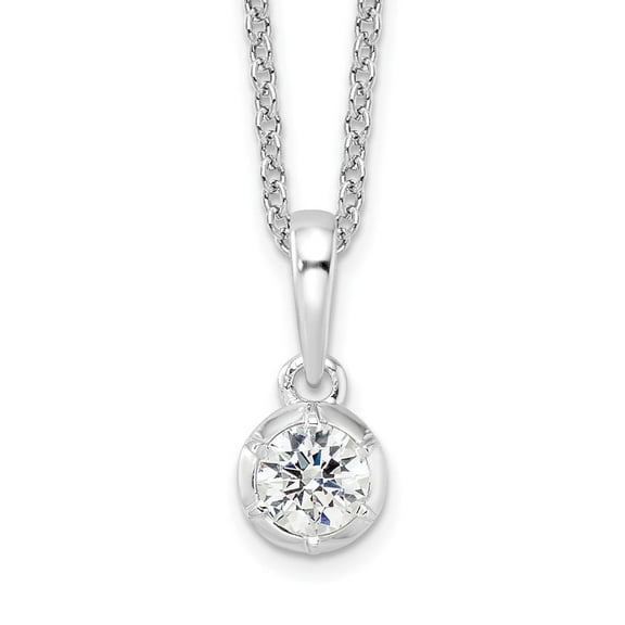 Auriga Fine Jewelry 14K White Gold 4.1 mm Lab Grown Diamond Solitaire Necklace for Women 18"