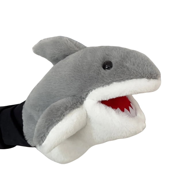 Marioneta de mano de tiburón de 11 pulgadas, peluche de animales del océano con boca móvil, juguete de tiburón de peluche suave para niños, juego de rol, regalo educativo.