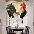thumbnail image 4 of Retro Rooster Tie Up Curtain 63 Inches Long, Country Animal Newspaper Backdrop Balloon Style Kitchen Window Curtain Over Sink, Small Window Rod Pocket Curtain 52"x63", 4 of 9