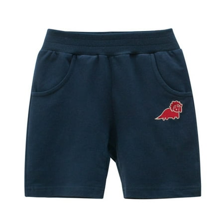 

Kids Swimsuits Boys Jogger Shorts Summer Cotton Casual Dinosaur Embroider Short Active Pants With Pockets Baby Boy Swimsuit Size 130 Dark Blue