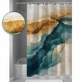 thumbnail image 3 of Extra Long Shower Curtain 72x84 Inch, Teal Brown Shower Curtain Waterproof Bathroom Decor Retro Modern Abstract Art Fabric Bath Curtain Set Accessories with Hooks, 3 of 6