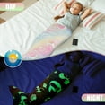 thumbnail image 5 of Dznils Glow in The Dark Mermaid Tail Blanket for Kids, Soft Flannel Sleeping Snuggle Blanket, Blue, 5 of 13