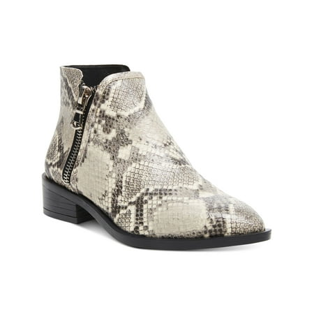 

STEVEN Womens Beige Sanke Print Dual Side Zipper Closures Cushioned Hickory Almond Toe Block Heel Zip-Up Booties 10