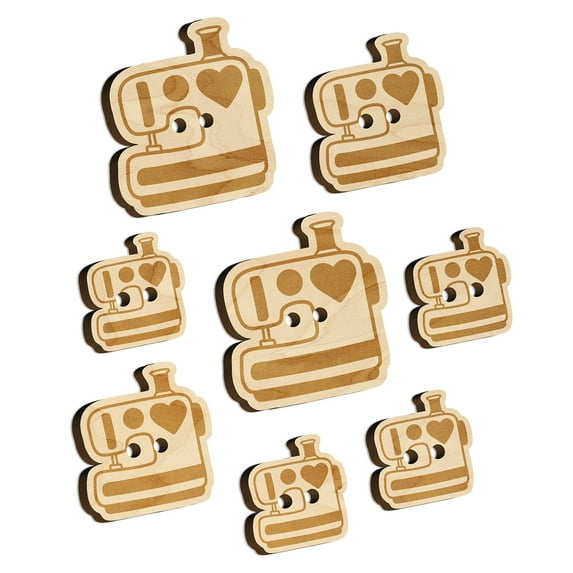 Sewing Machine with Heart Wood Buttons for Crochet Knitting Sewing DIY Craft - 0.75 Inch Small (12pcs)