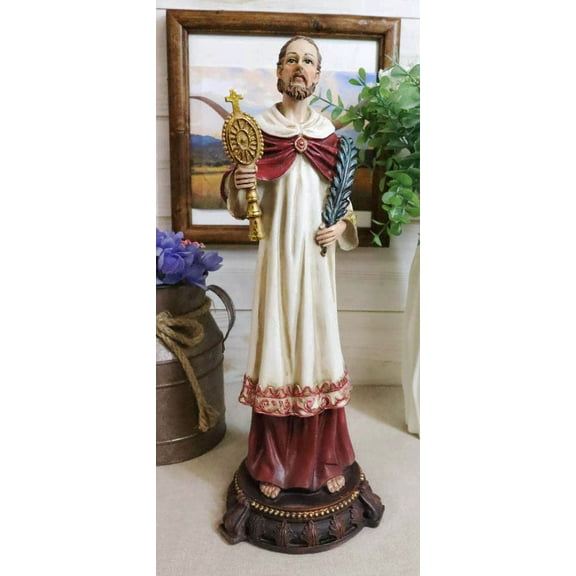 Catholic Saint Raymond Nonnatus With Monstrance and Martyr Palm Branch Figurine