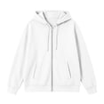 thumbnail image 4 of Womens Fleece Long Sleeve Zip Up Hoodie Sweatshirt Casual Oversized Track Jacket with Pockets Drawstring Cozy Slouchy Loungewear Travel Fall, White, M, 4 of 8